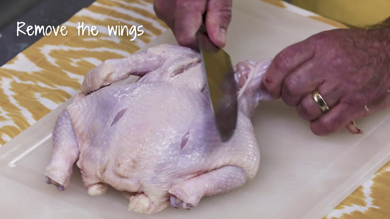 A butcher shows you how to carve a chicken