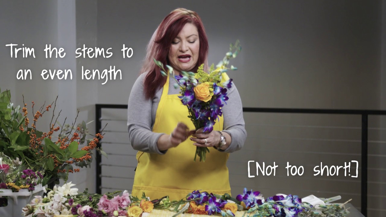 A florist explains how to arrange a bridal bouquet